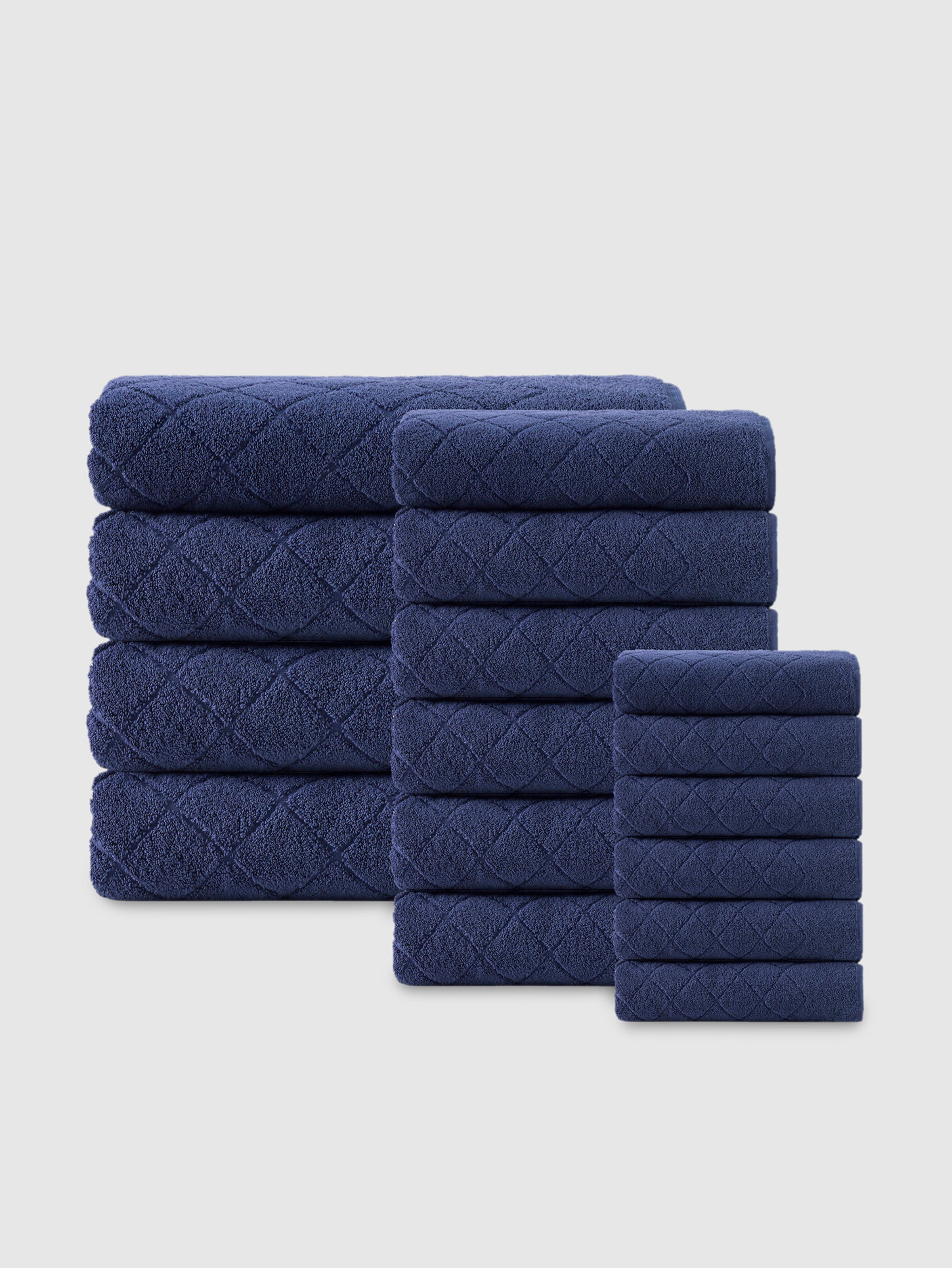 Enchante Home Gracious Turkish Cotton Towel Set Of 16 In Navy