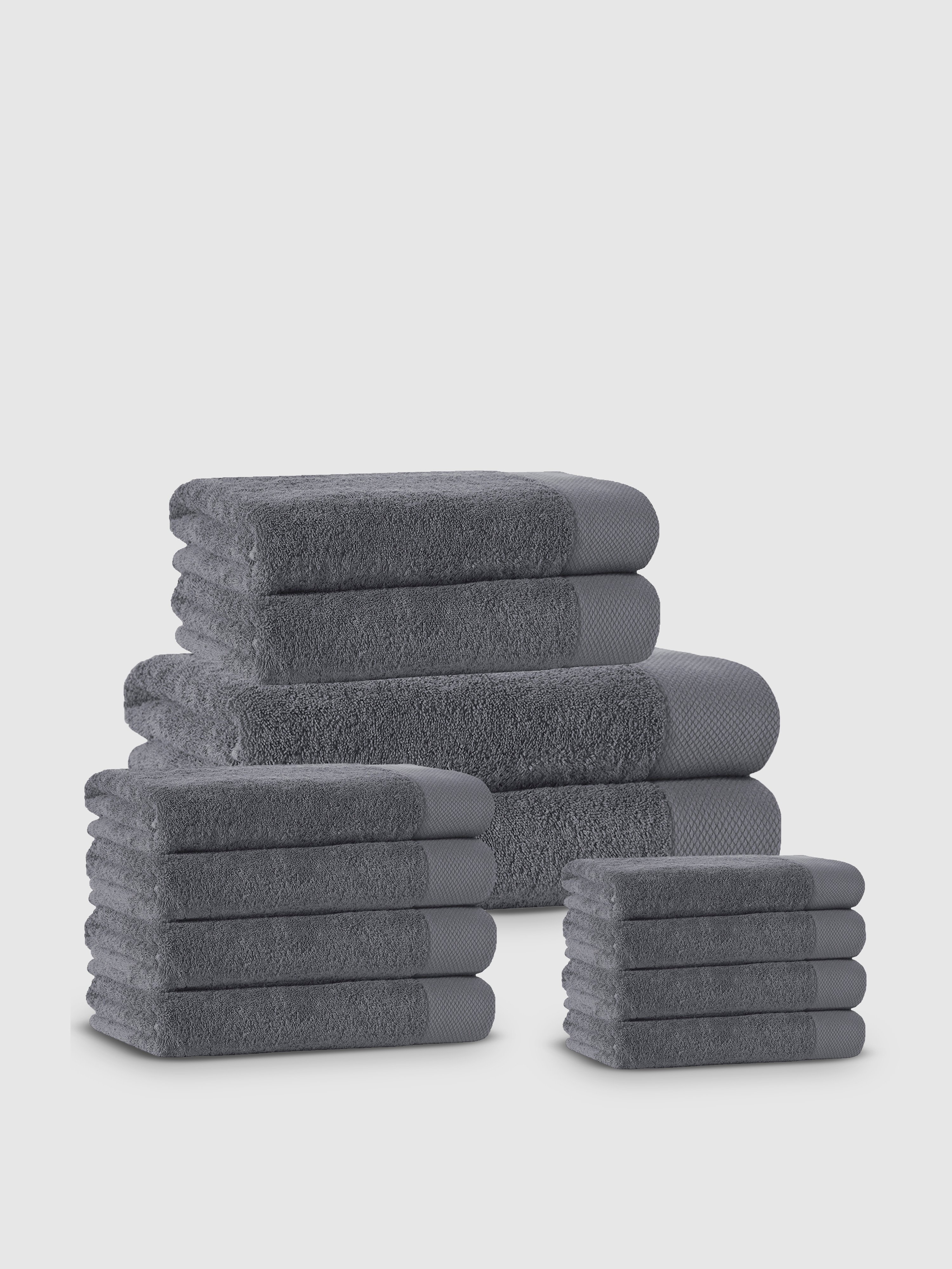 Enchante Home Signature Turkish Cotton Towel Set Of 16 In Anthracite