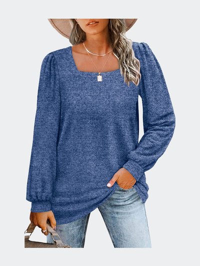 Encolax Square Neck Solid Color Long Sleeve T-Shirts product