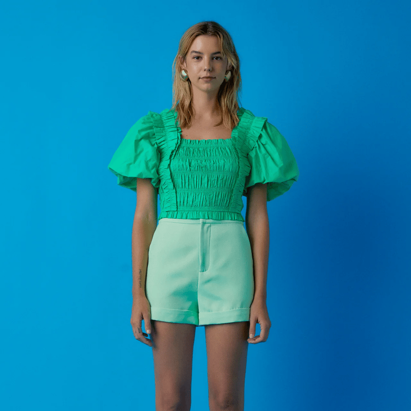 Endless Rose High-waisted Tailored Shorts In Green
