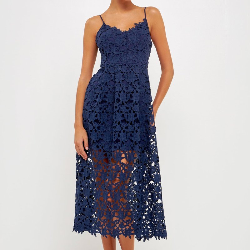 Endless Rose Lace Cami Midi Dress In Blue