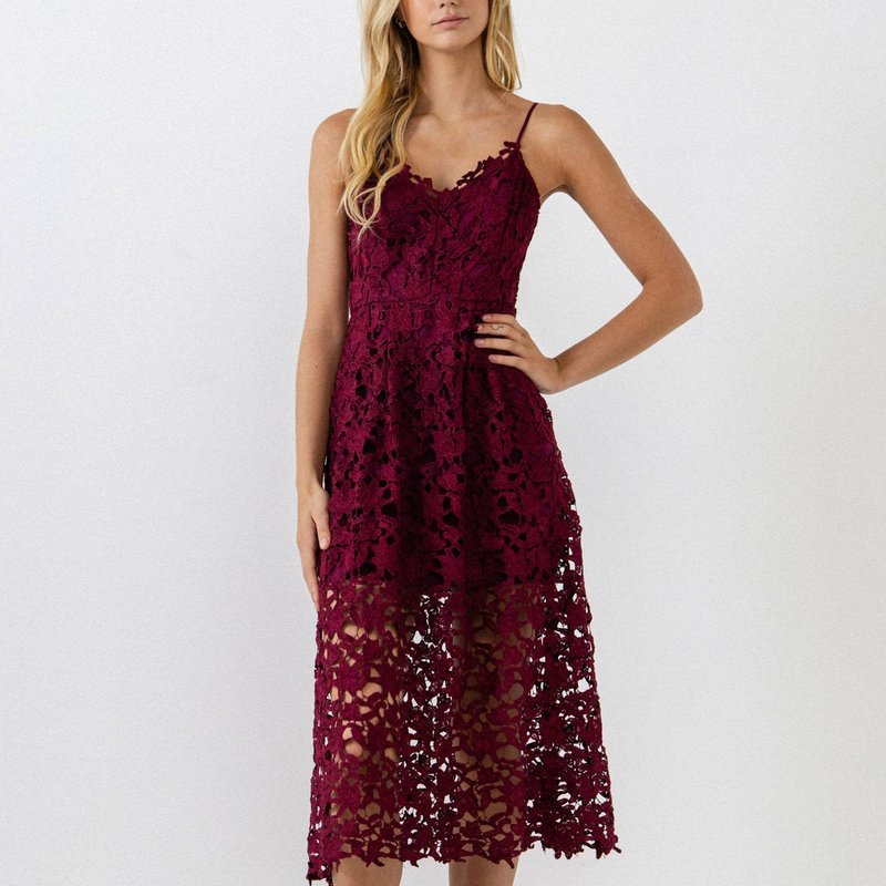 Endless Rose Lace Cami Midi Dress In Red