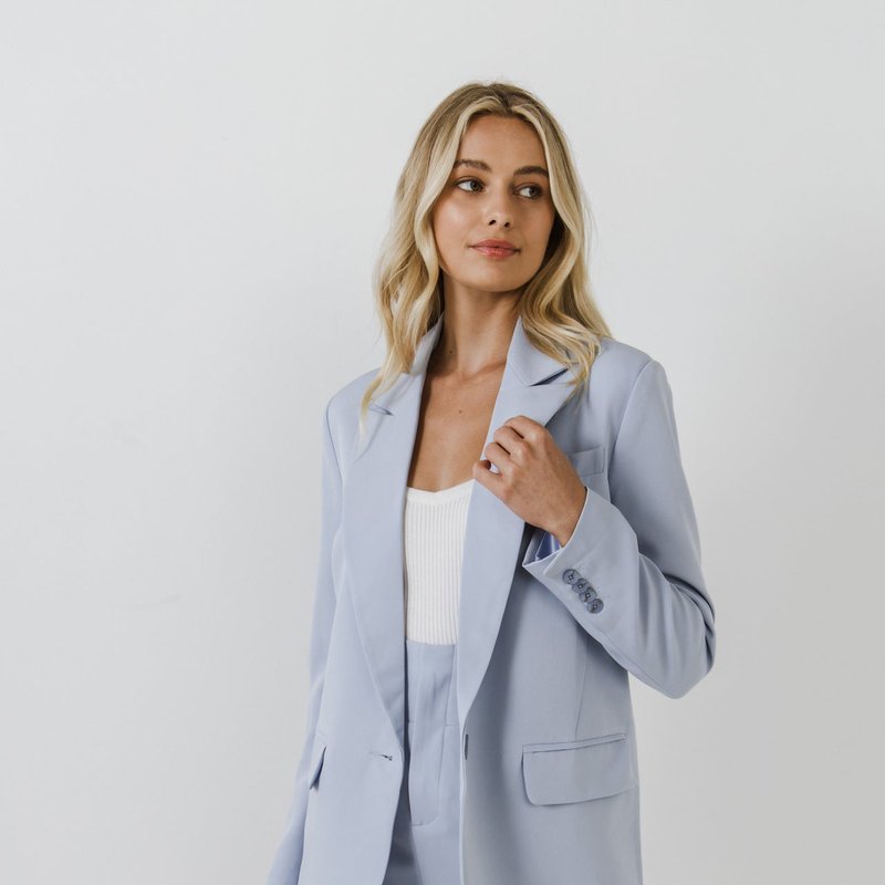 Endless Rose One Button Down Boxy Blazer In Blue