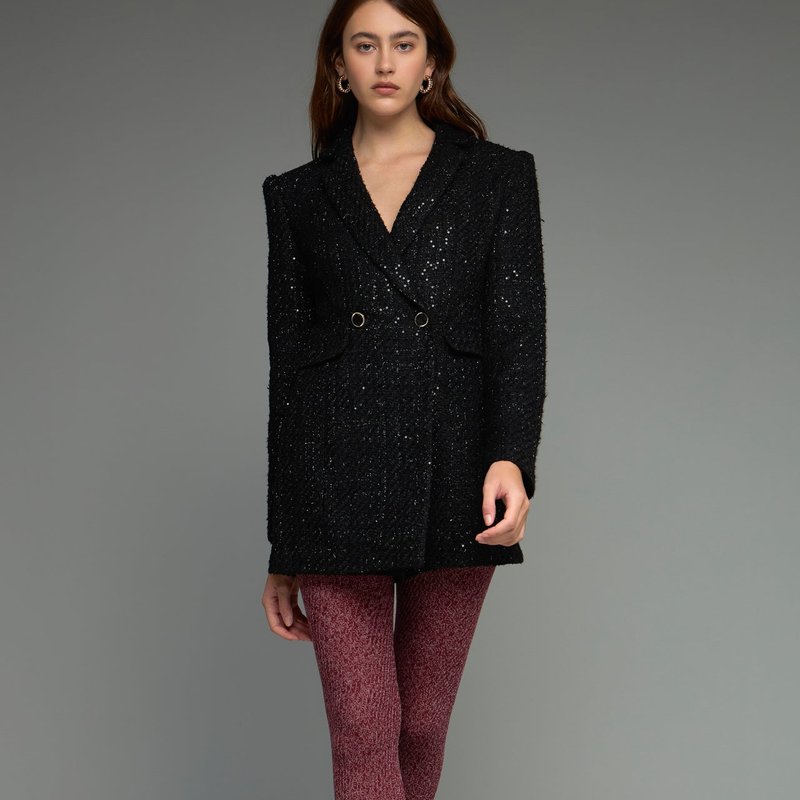 Endless Rose Premium Tweed Blazer Romper In Black