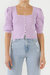 Puff Short Sleeve Button Front Sweater Top