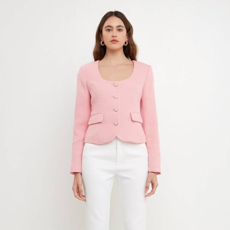 Endless Rose Tweed Jacket In Pink