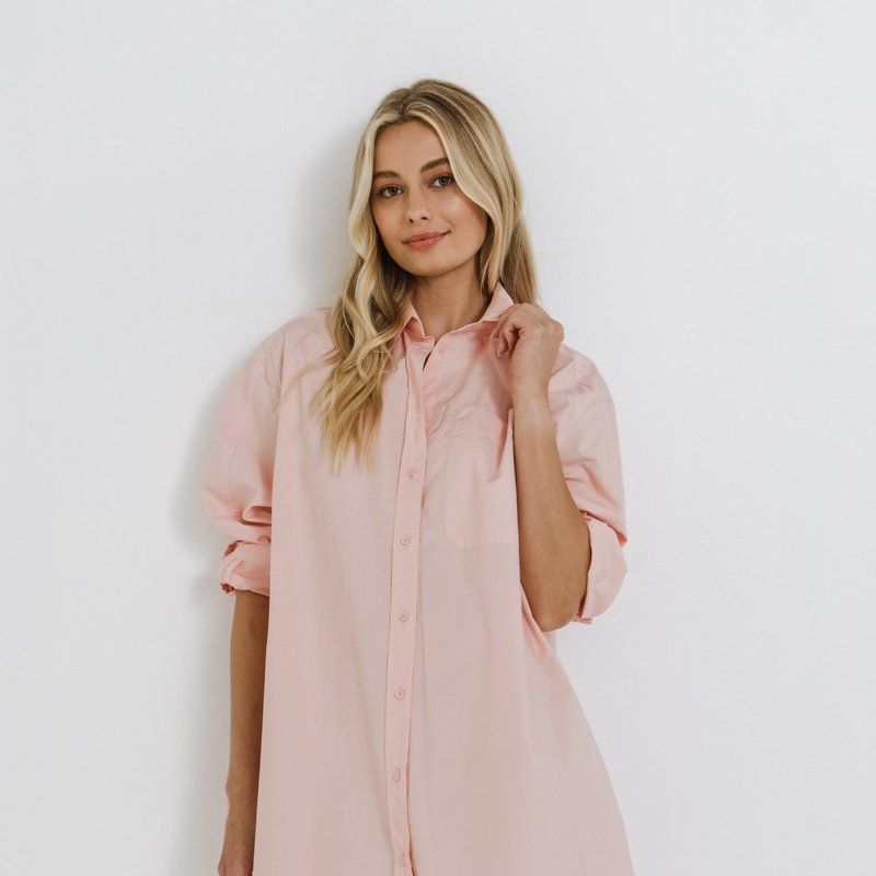 Shop English Factory Classic Collared Dress Shirt In Pink