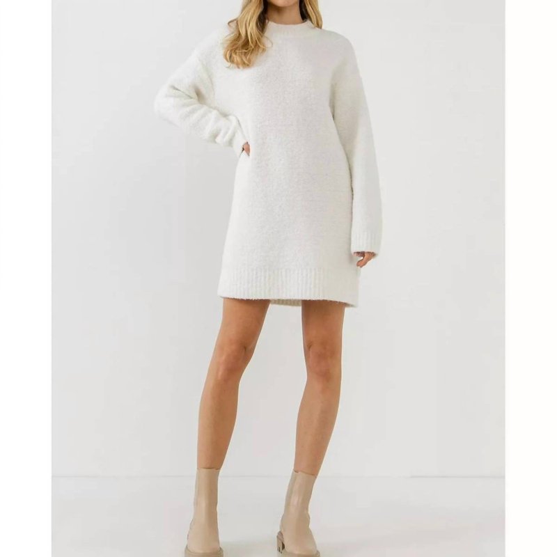 Shop English Factory Cozy Round Sweater Dress In White