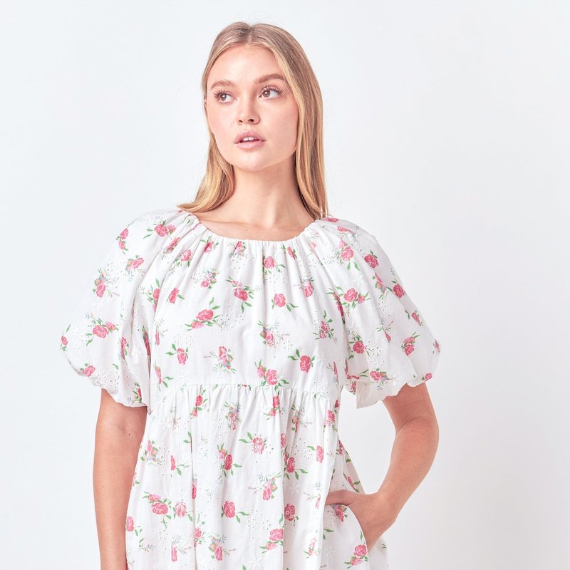 ENGLISH FACTORY FLORAL COTTON EMBROIDERED DRESS