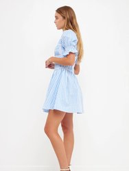 Gingham Puff Sleeve Mini Dress