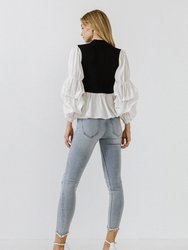 Knit Woven Combo Top