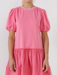Mixed Media Mini Dress - Pink