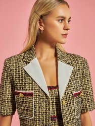 Premium Cropped Tweed Jacket - Yellow/Black