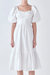 Puff Sleeve Back Bow Midi Dress - White