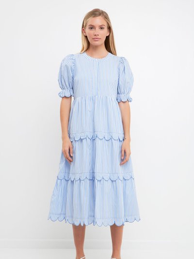 English Factory Puff Sleeve Tiered Midi Dress product