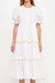 Scalloped Edge Midi Dress - Navy/white