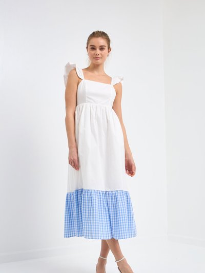 English Factory Shoulder Ruffled Gingham Accent Midi Dress product