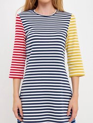 Striped Color Block Mini Dress