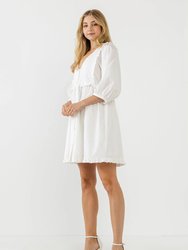 V Button Down Baby Doll Dress