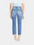 High Rise Slim Straight Jeans With Uneven Frayed Hem - Medium