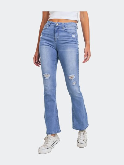 Enjean High Waisted Slim Bootcut Jeans - Light Blue product