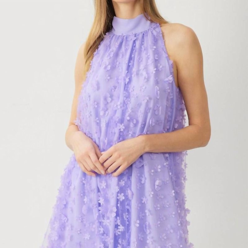 Shop Entro 3d Floral Mini Dress In Lavender In Purple