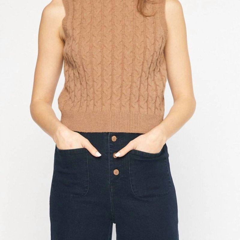 Shop Entro Cable Knit Sweater Vest In Brown