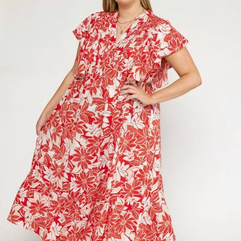 Shop Entro Floral Maxi Dress In Red