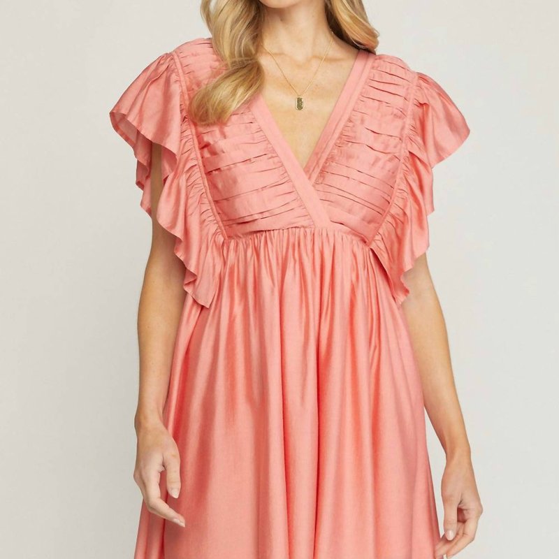 Shop Entro Flutter Sleeve Mini Dress In Pink