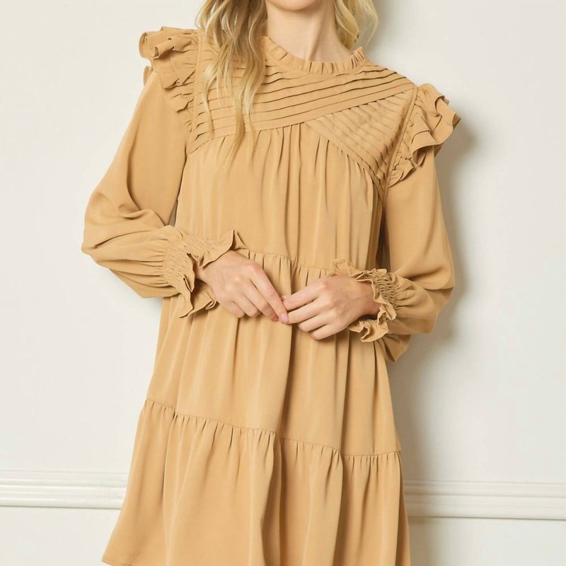 Shop Entro Jess Tiered Long Sleeve Dress In Brown