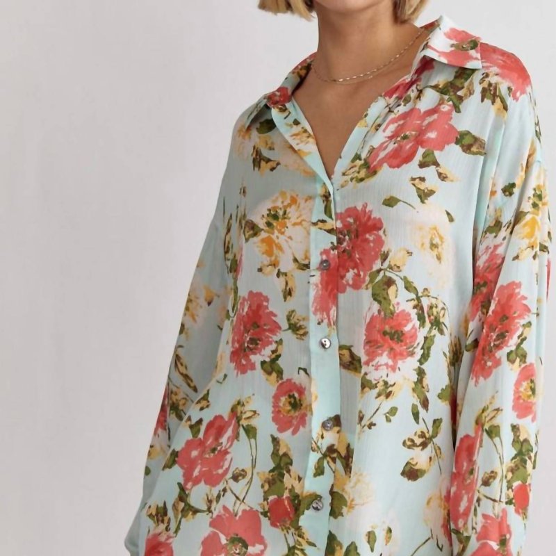 Shop Entro Kennedy Floral Blouse In Blue