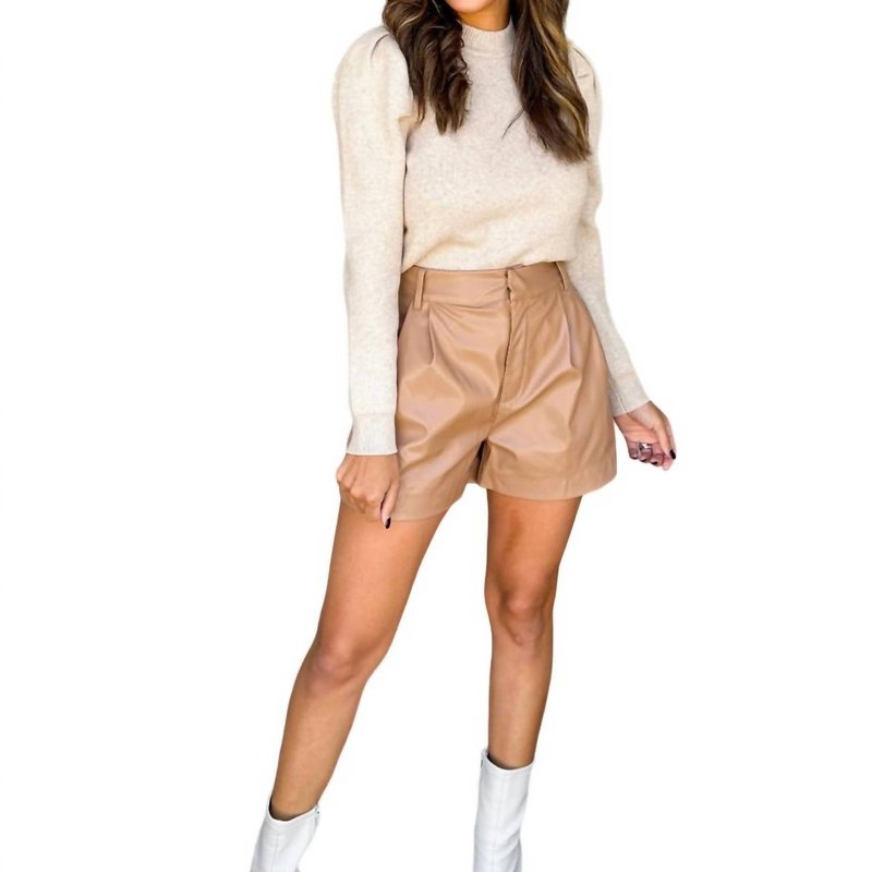 Shop Entro Leather Pocket Shorts In Mocha In Brown