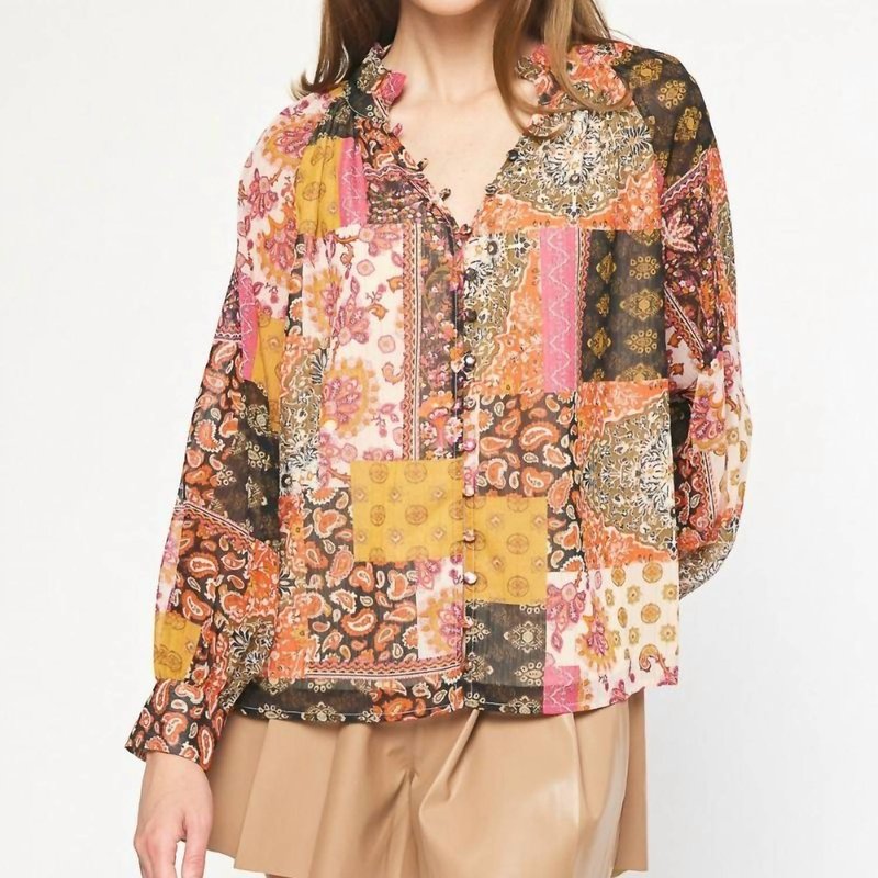 ENTRO PATCHWORK LONG SLEEVE TOP