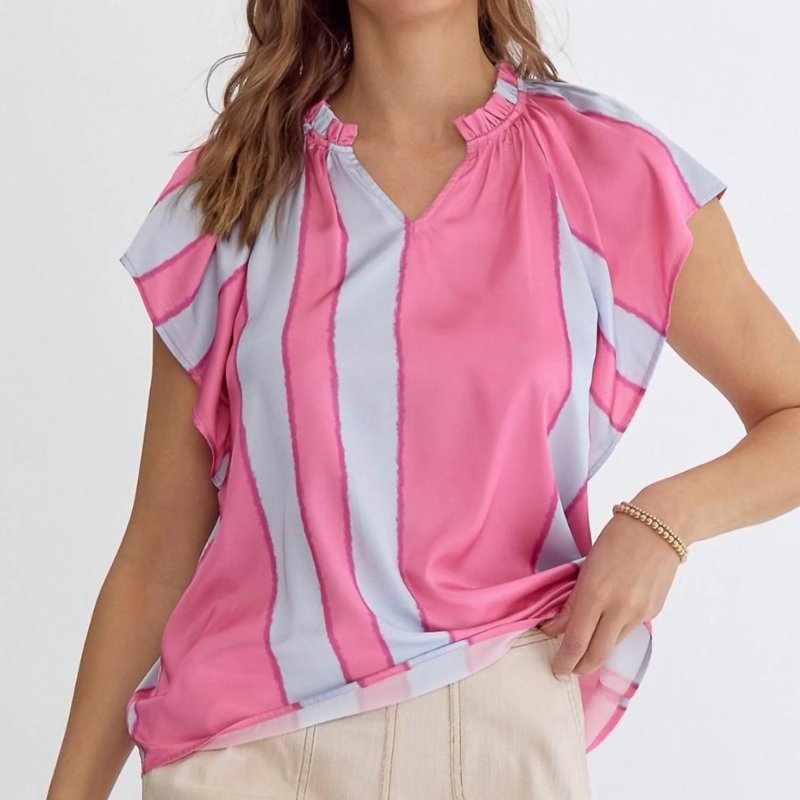 Shop Entro Pintuck Short Sleeve Top In Pink
