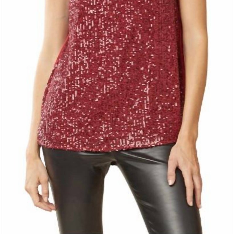 Shop Entro Sequin Front And Large Bow Top In Red