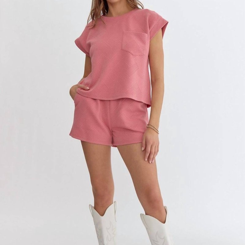 Shop Entro Textured Cap Sleeve Top In Pink