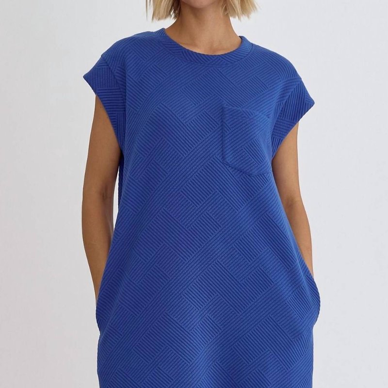 Shop Entro Textured Dress In Blue