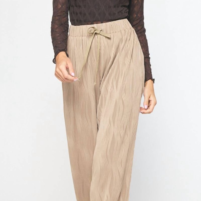 Shop Entro Textured Wide Leg Pant In Brown