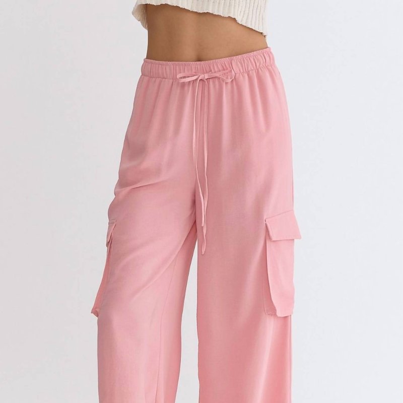 Shop Entro Wide Leg Cargo Pant In Pink