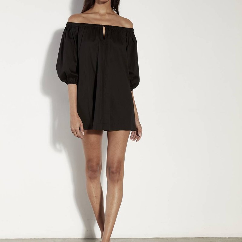 Shop Enza Costa Off-shoulder Mini Dress In Black