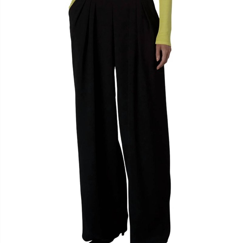 Shop Enza Costa Pleated Wide Leg Pant In Black