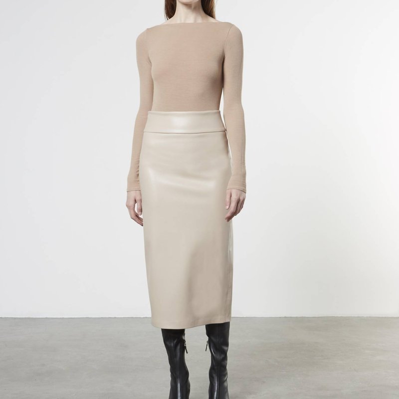 Enza Costa Soft Leather Pencil Skirt In Khaki In Brown