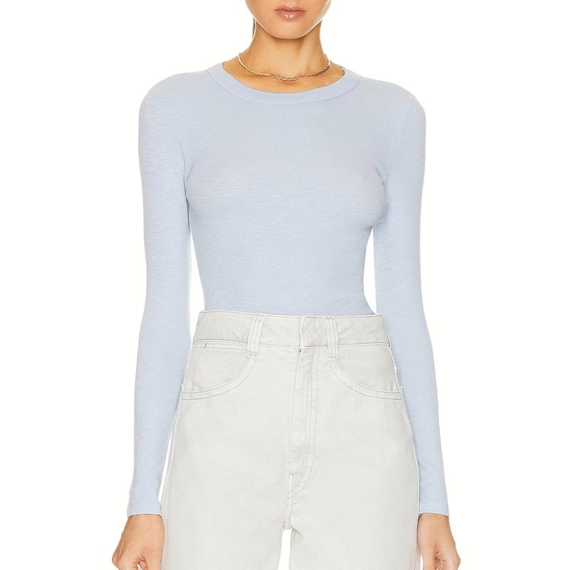 Shop Enza Costa Textured Knit Long Sleeve Top In Blue