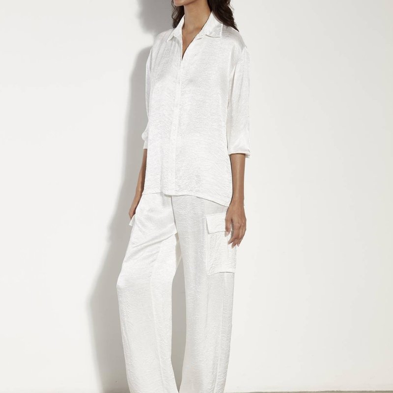 Shop Enza Costa Textured Satin Cargo Pant In White
