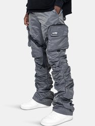 Dave East Strap Stacked Flare Pants - Charcoal