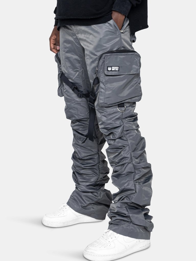 Dave East Strap Stacked Flare Pants - Charcoal