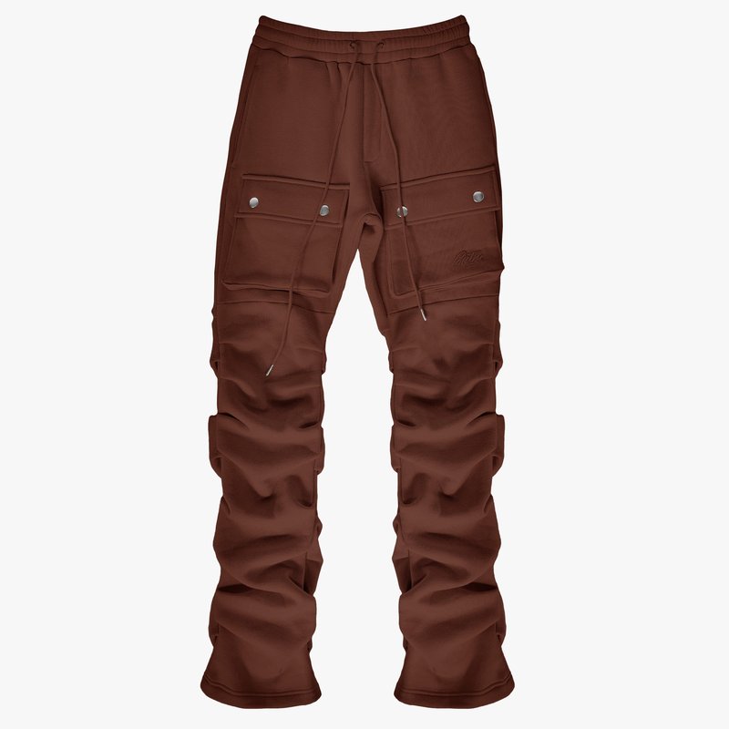 Eptm Stacked Cargo Sweatpants In Brown