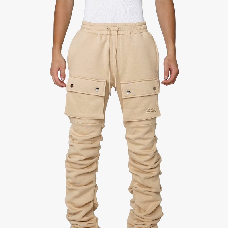 Eptm Stacked Cargo Sweatpants In Brown