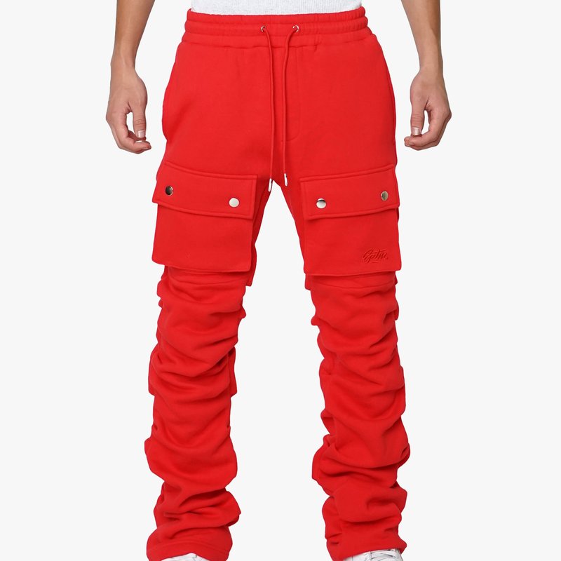 Eptm Stacked Cargo Sweatpants In Red