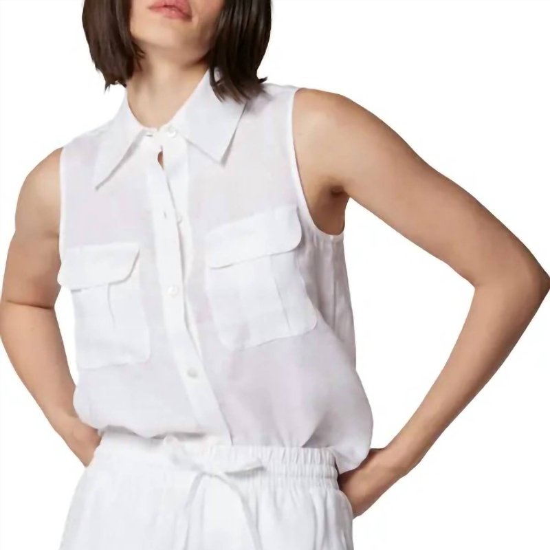 Shop Equipment Camila Sleeveless Linen Button-up Shirt In Bright White